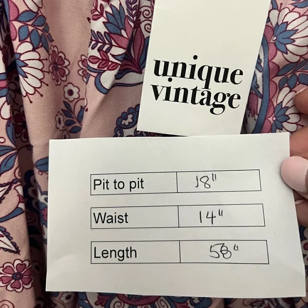 Unique Vintage Pink Paisley Print Dress - Picture 11 of 11